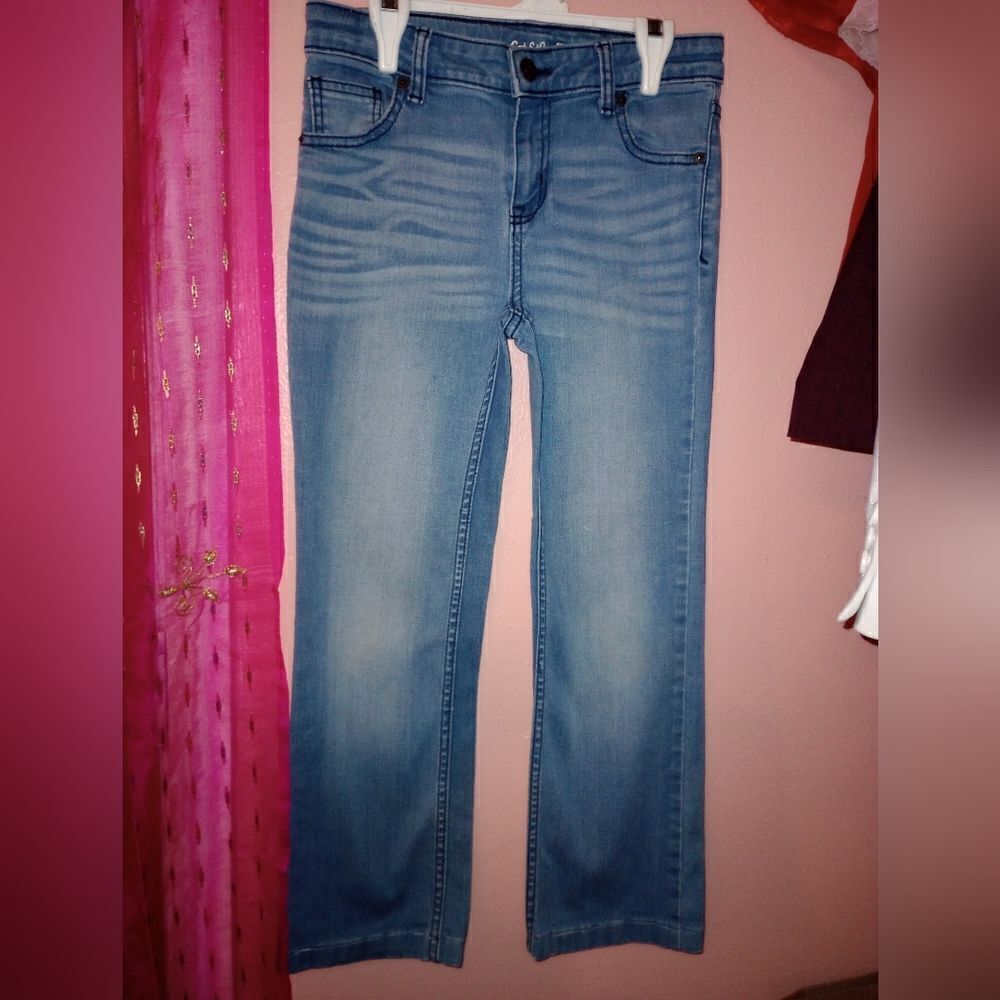 Cat & Jack girls bootcut super stretch light blue jeans size 12
